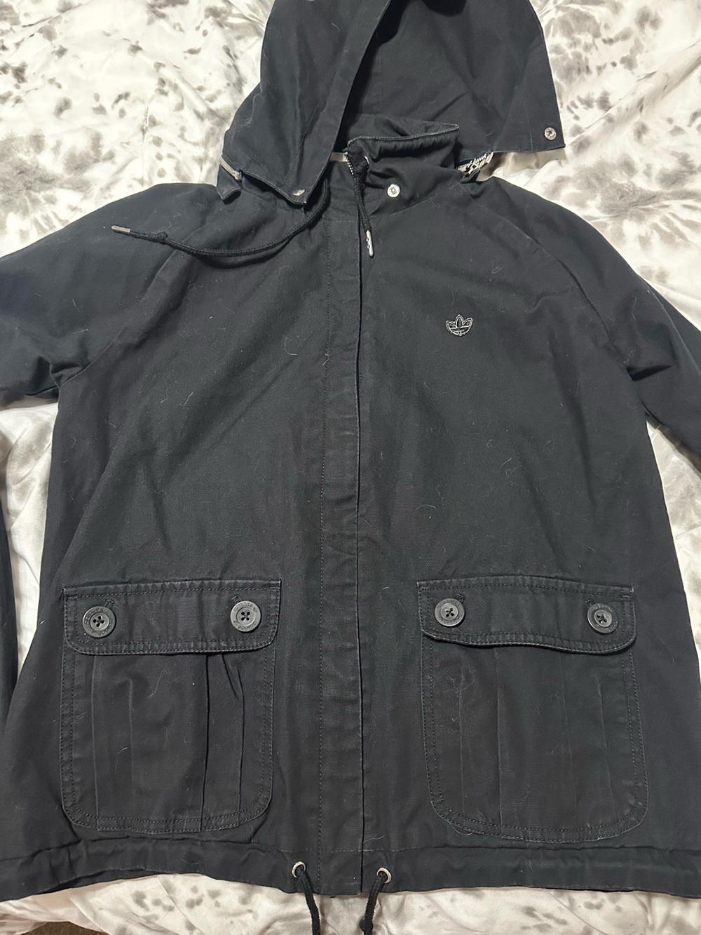 Black Adidas Originals Hooded Utility Jacket
